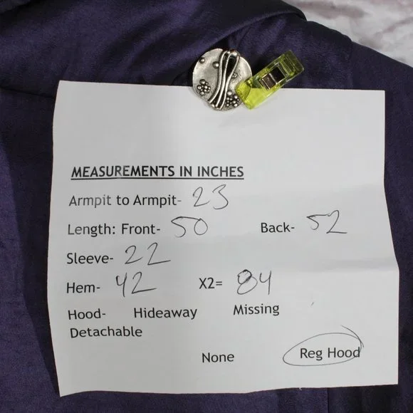 Maralyce Ferree Purple Nylon Hooded Full Length Long Raincoat Jacket Size M - Picture 8 of 8